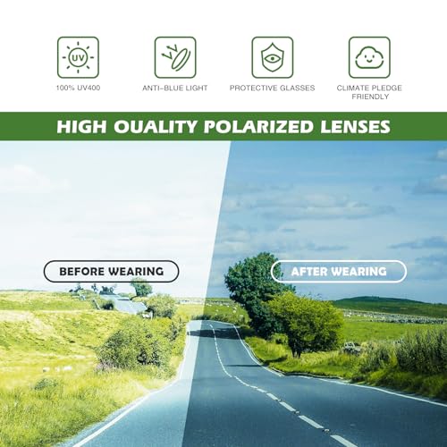 Fanshen Polarized Sunglasses for Men Women, Wrap Around Sunglasses for Mens Womens Cycling Running UV Protection