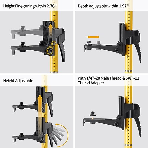 Firecore 12 Ft./3.7M Professional Laser Level Pole with Tripod and 1/4-Inch by 20-Inch Laser Mount for Rotary and Line Las...