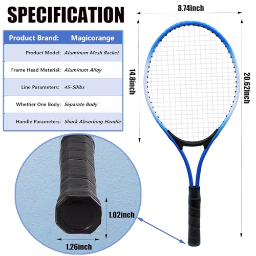 Magicorange 21 inch Tennis Rackets for Kids 2 Players Recreational Tennis Racquet Set for Beginners and Professional with ...