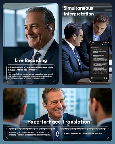 AI Translation Earbuds 144 Languages Real-Time 2-Way Voice Translator Earphones, Bluetooth 5.4 OWS Open-Ear Comfort, Hi-Fi...