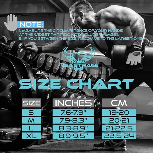 BEAST RAGE Workout Gloves for Men & Women - Fingerless Gym Gloves with Palm Protection, Breathable & Lightweight for Weigh...