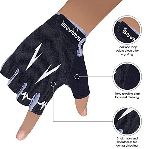 SAWANS Cycling Gloves Half Finger Mountain Road Bike Cycle Gloves Anti Slip Shock Absorbing Padded Breathable MTB Bicycle ...
