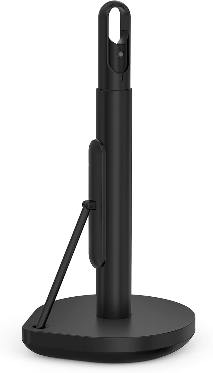 simplehuman Standing Paper Towel Holder with Spray Pump, Black Stainless Steel
