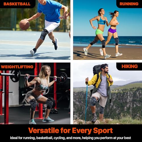 JWW Knee Compression Sleeve 2 Pack for Men and Women, Knee Brace for Knee Pain Relief, Comfortable Support for Running, Wo...