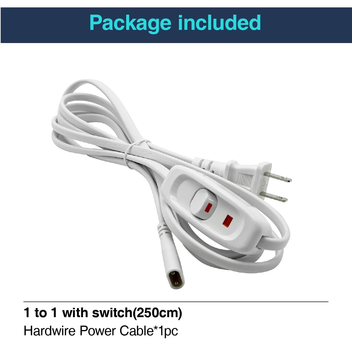 Cezelux 1 Pack Hardwire Power Cable Cord Connectors With Pushbutton 2Pin 8.2Ft Led Hexagon Garage Light Fixture Connector Accessory Replacement/Spare For Honeycomb Lighting Systems (2.5M Cable)