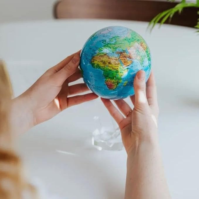 MOVA Globe – Blue Relief Map 8.5” | Solar-Powered Rotating World Globe with Terrain Detail | No Batteries or Cords | Elegant Desk Décor or Educational Gift
