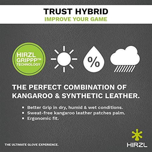 HIRZL Trust Hybrid Golf Glove– All Weather Mens Golf Glove (White/Black) | Nylon, Kangaroo Leather, Polyester | Ultimate G...