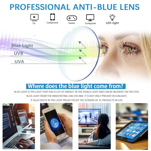 VIDEBLA 5 Pack Computer Reading Glasses Men and Women Anti Eyestrain Blue Light Blocking Glasses for Reading (5 Mix-2, 2.50)