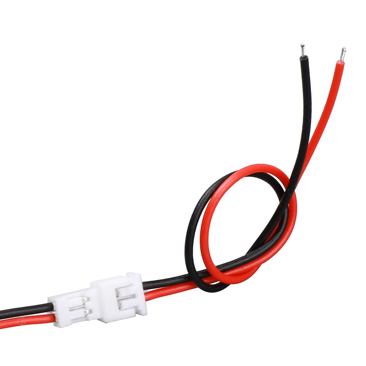LYJEE 2 Pin Connector, 30 Pairs Mini Wire Connectors, 1.25mm JST, Copper Plastic, 26AWG, Red