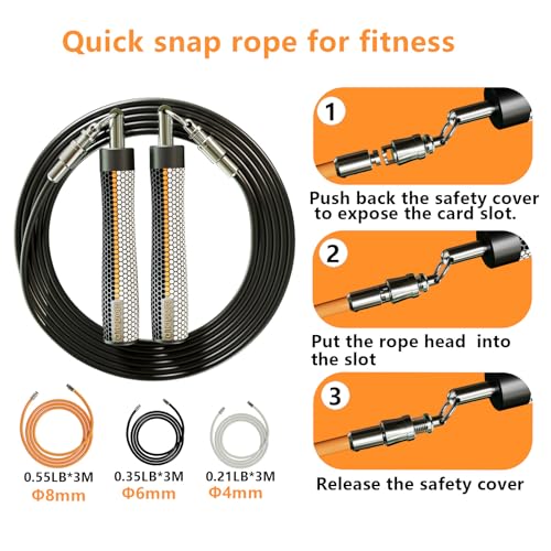 Mogold Weighted Jump Rope for Men Women -Interchangeable 1/5lb 1/4lb 1/2lb Heavy jump ropes - 360 Degree Spin - Length Adj...