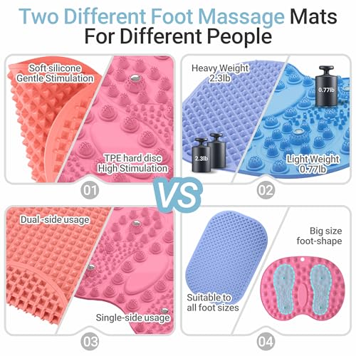 GEENOA Silicone Foot Massage Mat with Dual-Side Usage, Extra-Large Reflexology Mat for Feet Relaxation, Portable Foot Acup...