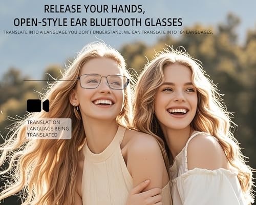Reankani Smart Translation Glasses - Hands-Free AI Real-Time Translate, Open-Ear Bluetooth, UV400 Protection, Lightweight ...