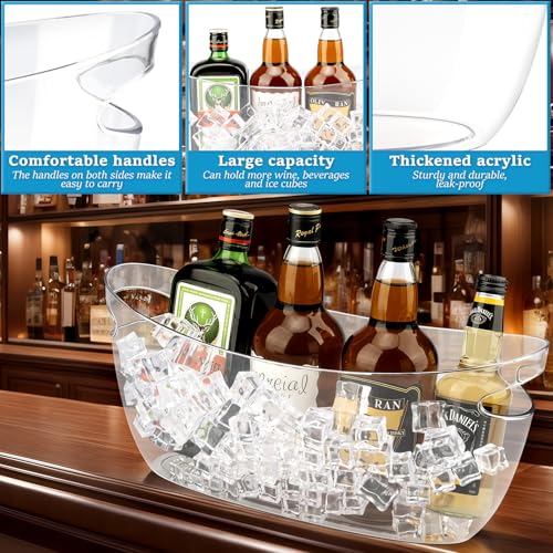 2Pcs Clear Ice Buckets for Parties, 5.5L Acrylic Champagne Bucket with Scoop, Mimosa Bar Supplies, Plastic Tub for Drinks,...