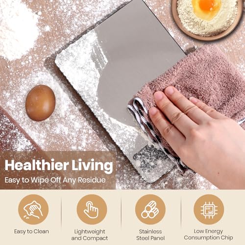 Food Scale, 11lb Kitchen Scale with 0.05oz/1g Precision, 6 Units Tare Function & LCD Display, Stainless Steel Digital Scal...