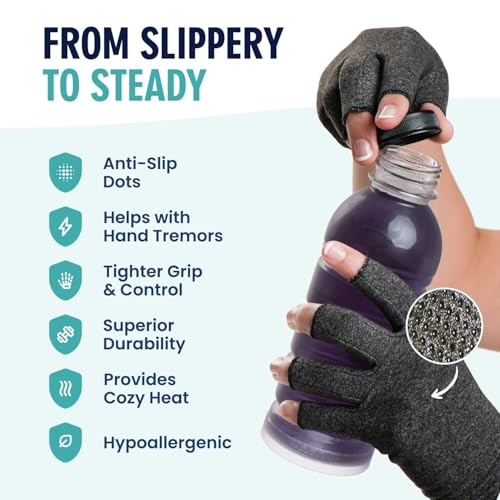 Dr. Frederick's Original Arthritis Compression Gloves for Women & Men - Doctor-Developed Fingerless Hand Support for Arthr...