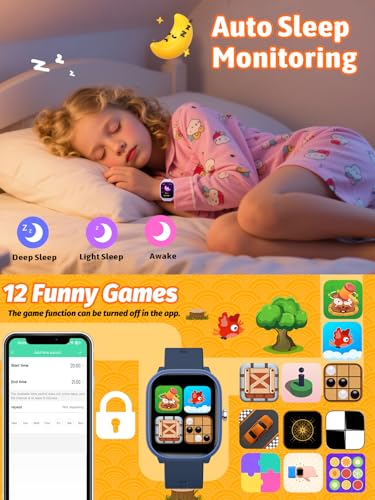 Roffnet Kids Smart Watch for Boys Girls, Fitness Tracker with Heart Rate Sleep Monitor, 1.83" Touchscreen with 12 Puzzle G...