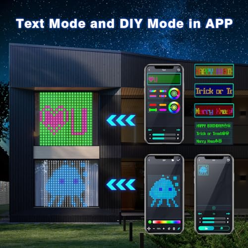 AKEPO Programmable Smart Colorful LED Window Curtain Lights, IP65 400 RGB LED APP Control DIY Text and Pattern Fairy Light...