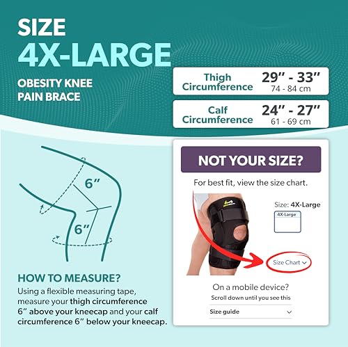 BraceAbility Obesity Hinged Knee Brace - Overweight to Plus Size Wrap Around Support for Womens and Mens Arthritis Treatme...