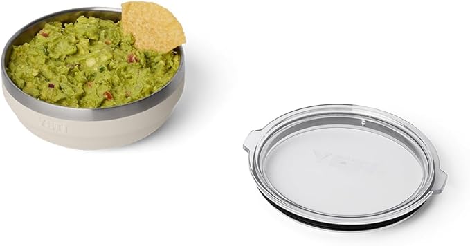 YETI Rambler Low Bowl, Vacuum Insulated, Stackable and Nestable Stainless Steel Bowl with Lid, 0.7 Quart, Cape Taupe