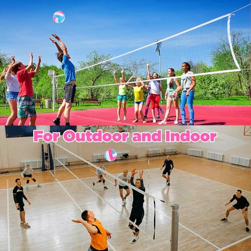 ELKCIP Volleyballs Official Size 5, Waterproof Soft Bulk Recreational Volley Balls with Pump and Net Bag for Indoor Outdoo...