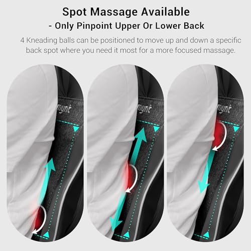 Mynt FSA Eligible HSA Approved Shiatsu Neck and Back Massager for Chair with 10 Deep Kneading Nodes, 2D & 3D Back Massage ...