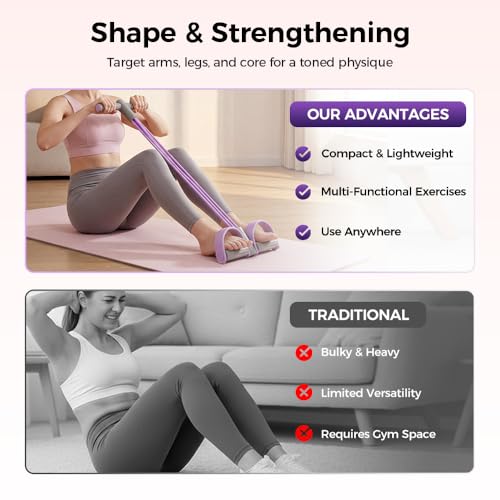 Pedal Resistance Bands with Handles,Upgrade Elastic Yoga Resistance Band, 6Tubes Manual Training Pedal, Natural Rubber Foo...