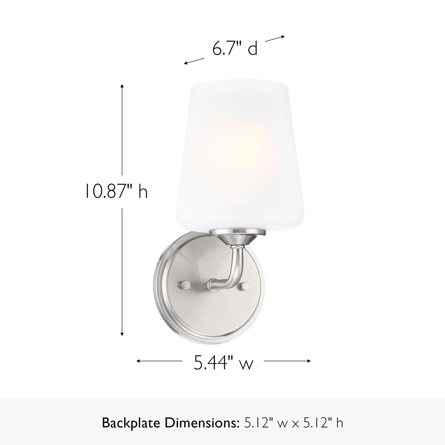 Design House Stasia Wall Sconce, 1-Light, Frosted Glass, Dimmable, Satin Nickel, 5.4 in L x 6.7 in W x 10.9