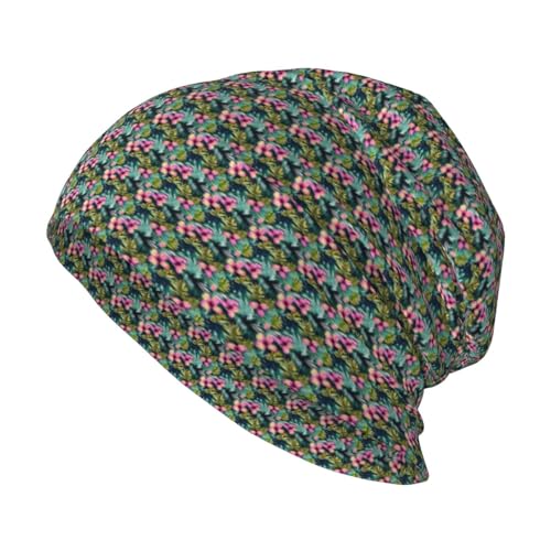 sackhg Tropical Summer Hawaiian Flower Palm Leaves Print Winter Beanie Hat Men Women Soft Lightweight Thermal Cap for Outd...