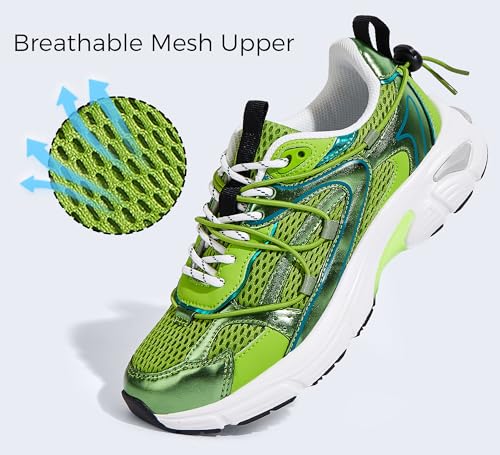 LUCKY STEP Women's Fashion Walking Shoes Running Platform Mesh Casual Sport Gym Work Adjustable Lace Lifestyle Stylish Tre...