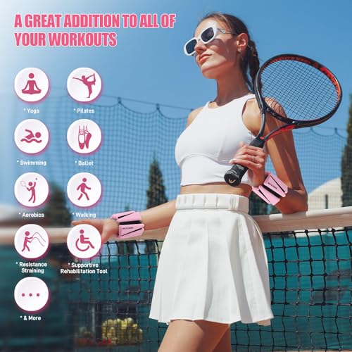 BECOJADDE Ankle Weights Set of 2 (1 lb/2 lb/3 lb Each) Adjustable Wrist Weights for Women Men Wearable Arm Leg Weight for ...