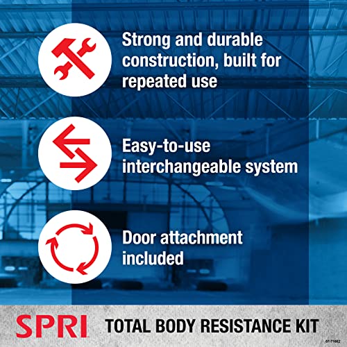 SPRI Resistance Band Kit - Resistance Training Interchangeable Tubes for Full Body Toning - Includes 5 Exercise Bands, Ank...