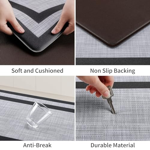 Mattitude Kitchen Mats Set of 2，Cushioned Anti-Fatigue Non-Skid Rug Sets Ergonomic Comfort Standing Mat for Kitchen, Floo...
