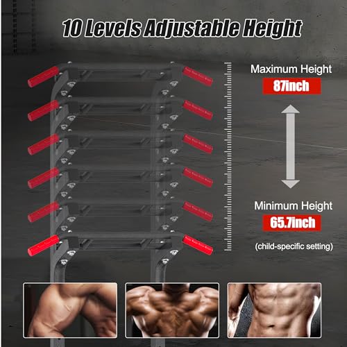 soges Pull Up Bar Dip Station, Power Tower with A Backrest, Adjustable Height Pull Up Bar Stand, Multi-Function Home Gym S...