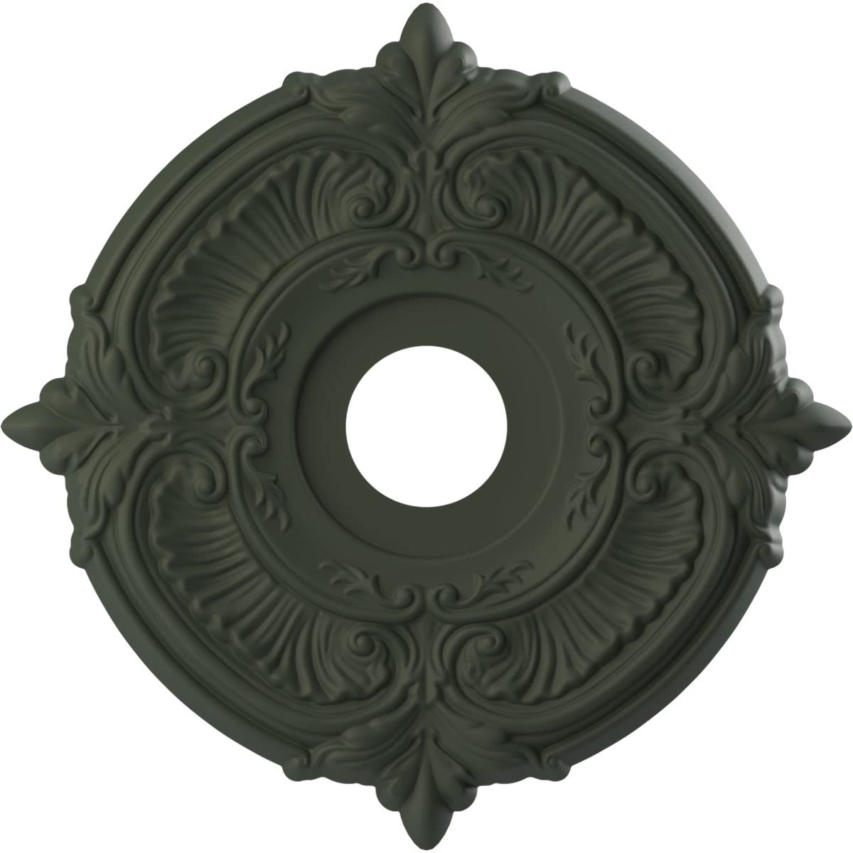 16Od X 3 1/2Id X 1P Attica Thermoformed Pvc Ceiling Medallion (Fits Canopies Up To 5 5/8), Ultracover Satin Hunt Club Green