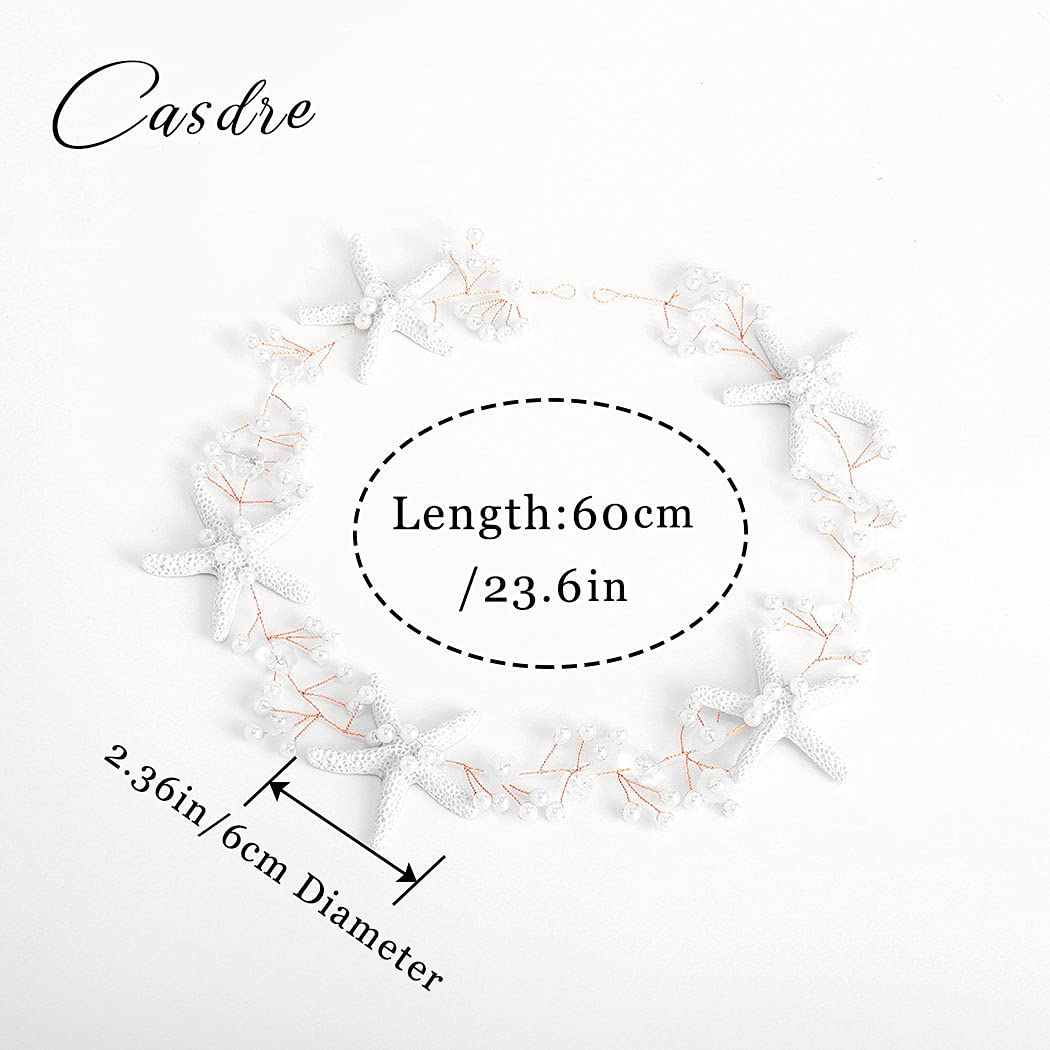 CASDRE Starfish Bride Wedding Hair Vine Pearl Bridal Headpiece Beach Wedding Hair Accessories for Women and Girls(B Rose Gold)