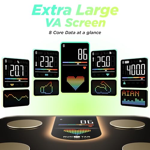 RunStar Scale for Body Weight, Smart Scale with 8-in-1 VA Display, High Precision Bathroom Digital Scale for Body Weight H...