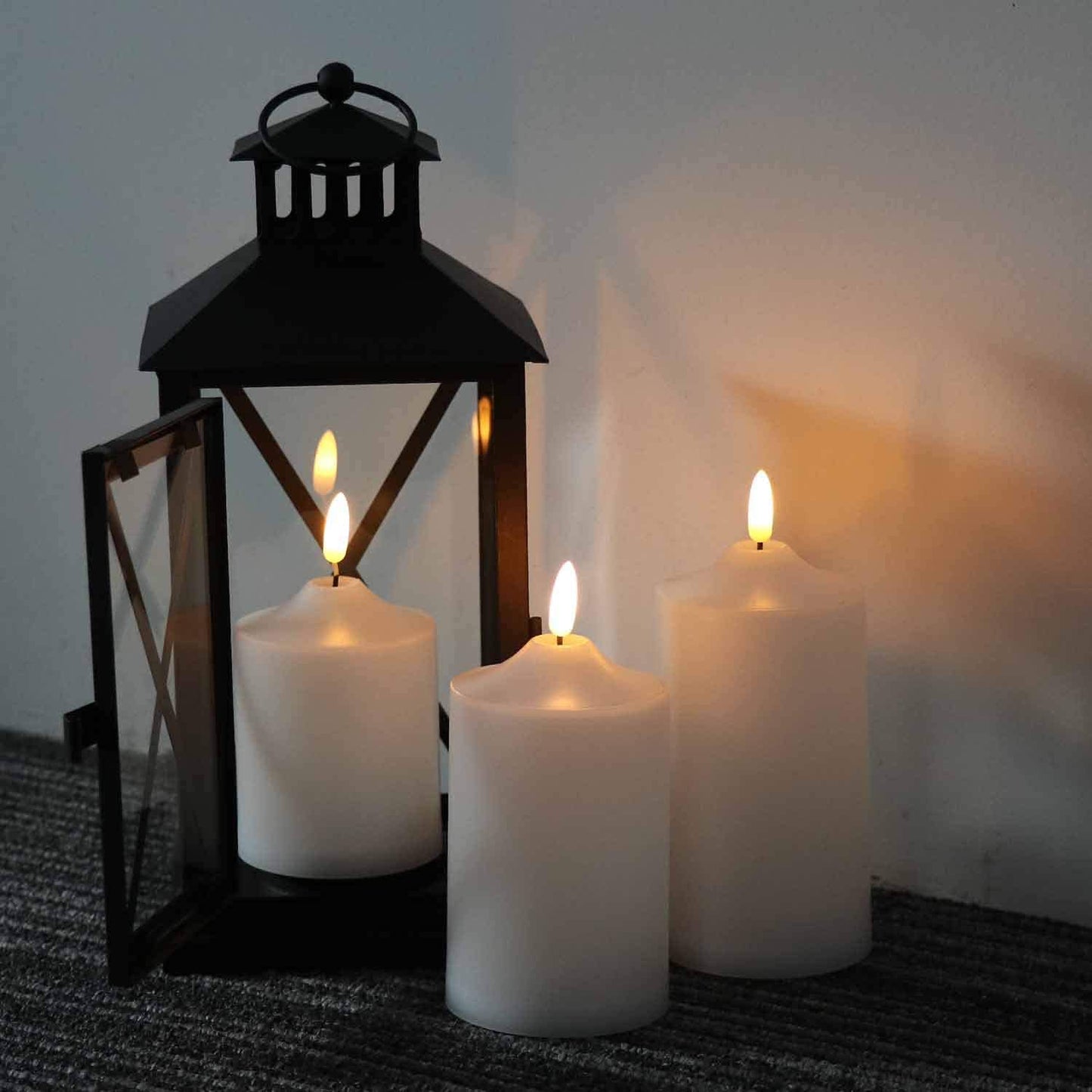 Genswin Waterproof Flameless Flickering Led Candles With Remote & Timer,Battery Operated Pillar 3D Wick Candles For Indoor Outdo