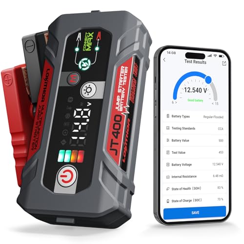 LOKITHOR JT400 Jump Starter and Battery Tester, 2500A Car Battery Booster, Portable 12V Jump Box for Up to 8.5L Gas or 6.5...