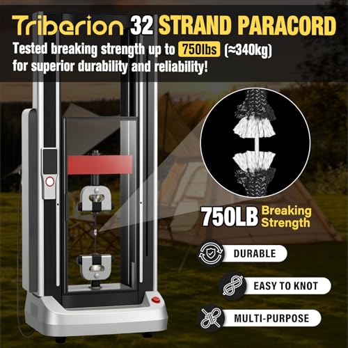 TRIBERION Paracord Rope 750 lb - 1000ft / 500ft / 200ft / 100ft 5/32" Parachute Cord 4MM 12-Strand para Cord - Heavy Duty ...