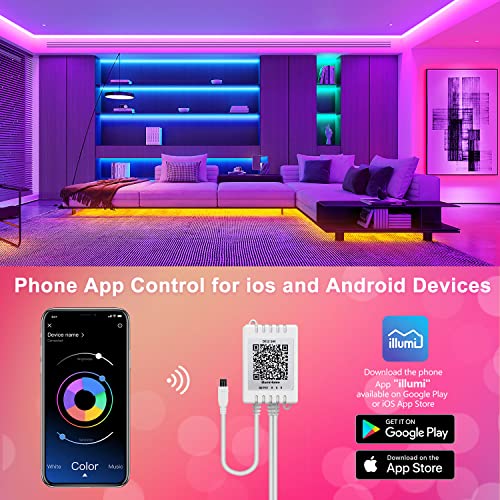 Nexillumi Led Lights for Bedroom 100ft Music Sync Color Changing Led Strip Lights Smart with Remote and App Control Built-...