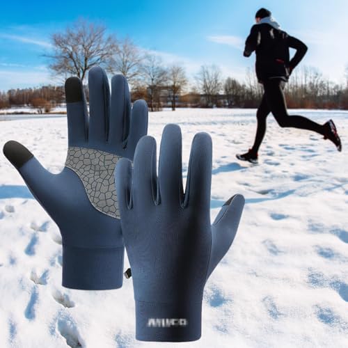 Running Gloves for Men and Women Winter Touch Screen Gloves Lightweight Thermal Liner Gloves with Anti Slip Silicone Palm ...