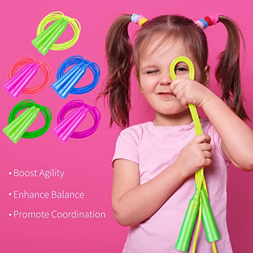 Aneco 48 Pack Kids Jump Rope Set 7.3 Feet Outdoor Jump Ropes Colorful Kids Jumping Ropes Great Sports Activities Birthday ...