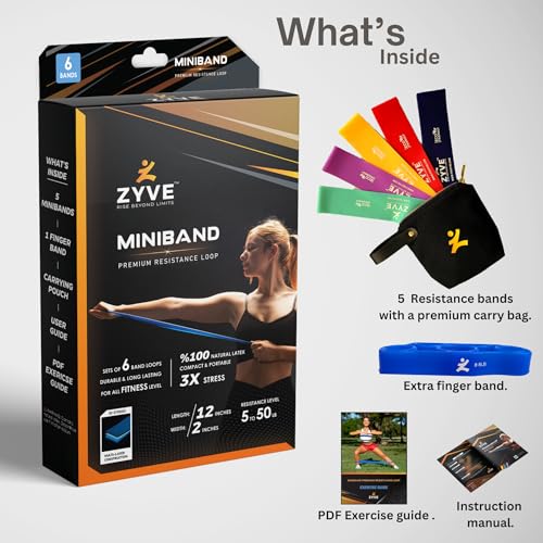 ZYVE Resistance Bands Set for Women & Men –12" Heavy Duty Natural Rubber Exercise Loop Bands for Legs, Glutes, Strength Tr...