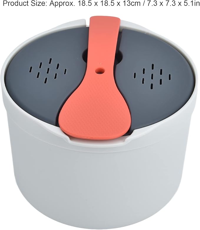 Ejoyous Microwave Rice Cooker, 2L Microwave Steamer Food Grade PP Material Microwave Rice Cooker with Rice Spoon for Home Kitchen Rice Cooking (Orange)