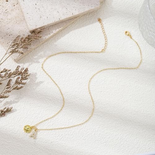 SKIRIFLA Volleyball Gifts for Teen Girls Women, Initial A-Z Name Letter Volleyball Necklace Christmas Gifts for Team Playe...