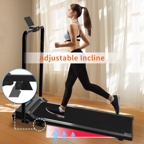 Foldable Treadmill with Manual Incline, 6.2 MPH Compact for Home Use, Features LED Monitor and Safety Stop Key, Adjustable...