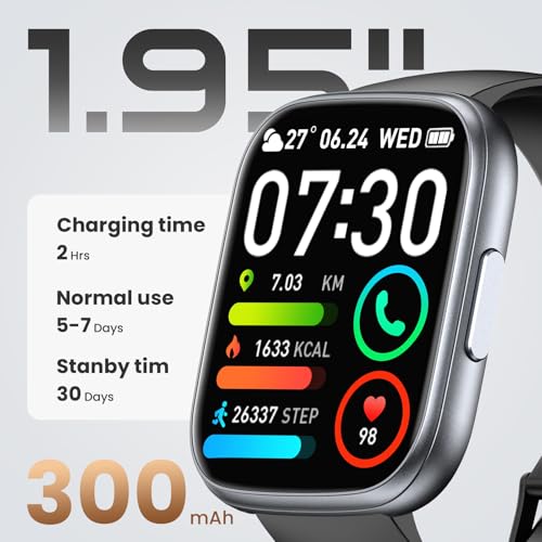 Smart Watch for Men Women (Answer/Make Call), 1.95" Touch Screen Fitness Tracker with Heart Rate/Sleep Monitor, IP68 Water...