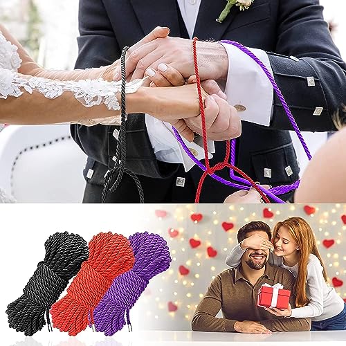 BAVIHOR Silk Rope, 32 Feet 8 mm Soft Ropes Durable Multipurpose Long Satin Braided Twisted Rope (Black, Black)