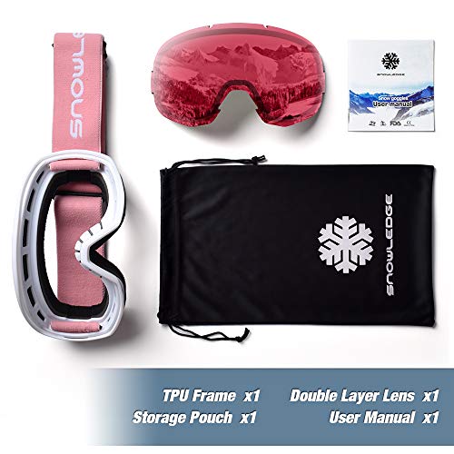 Snowledge Ski Goggles for Men Women with UV Protection, Anti-Fog Dual Lens