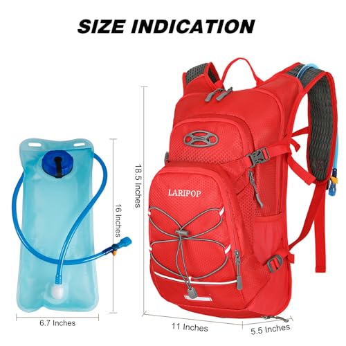 LARIPOP Hydration Backpack, 18L Hiking Backpack with 2L Water Bladder, Lightweight Water Pack for Cycling, Hiking, Biking